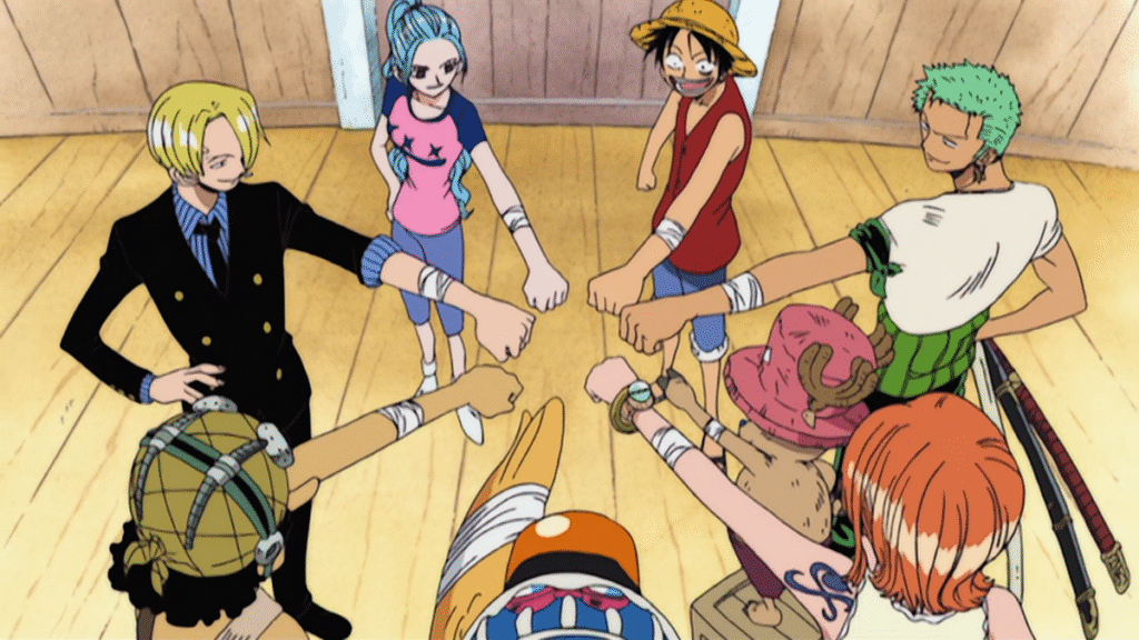 Luffy, Sanji, Zoro, Nami, usopp, Chopper, Vivi