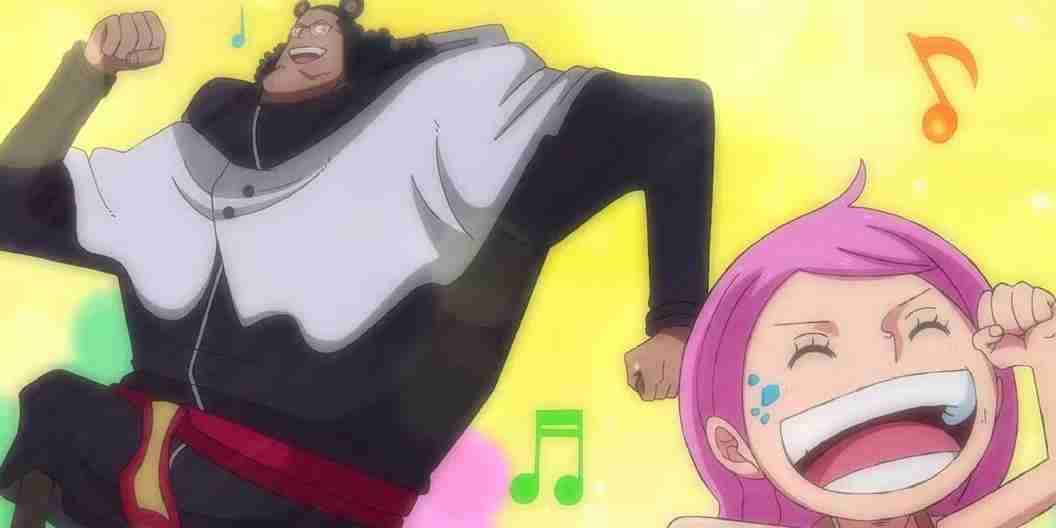 One Piece Episódio 1133: Data e Hora de Lançamento, Expectativas e Onde Assistir no Brasil 2 Bartholomew Kuma (Kuma) dança com Jewelry Bonney (Bonney) em uma cena dramática do episódio 1132 de One Piece.